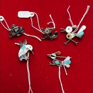 Colorful Bird Brooch Set